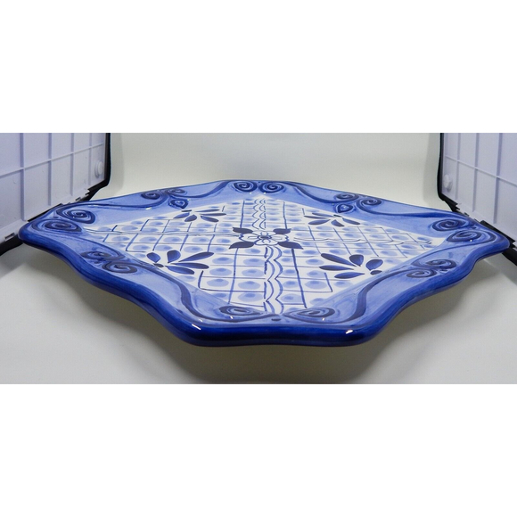 Tabletops Unlimited Lisbon Dinner Plate Hand-Painted Blue White - Picture 8 of 9